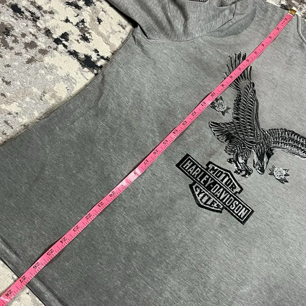 Harley Davidson Genuine Womens Sublimated Embroidery Eagle Rose Shop T SHIRT XL
